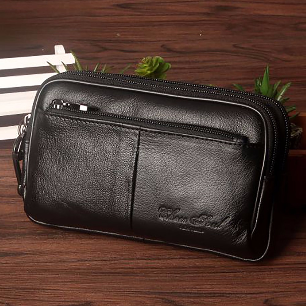 Leatherwork Wallet - Men Clutch Waist Pack Bag Cell/Mobile