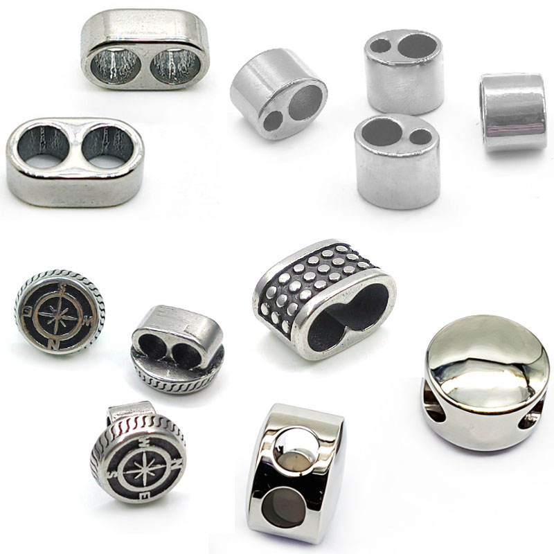 Leatherwork Diy - 4Pcs Stainless Steel Beads Spacers Large