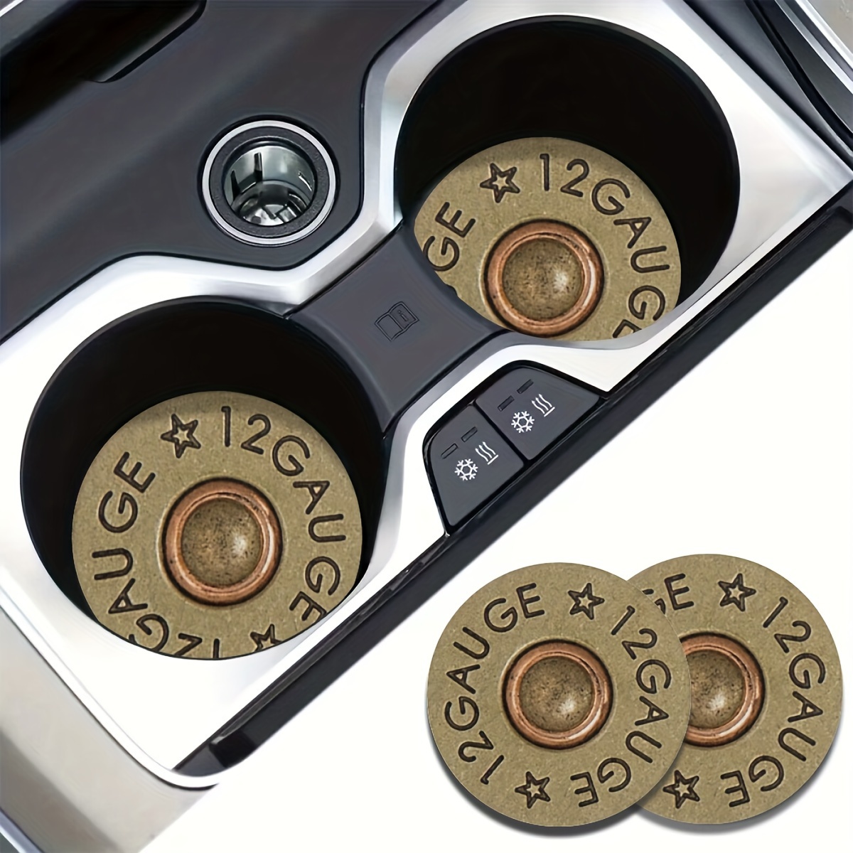 Leatherwork Desk - 2-Pack Bullet-Shaped Design Car Cup Mats,