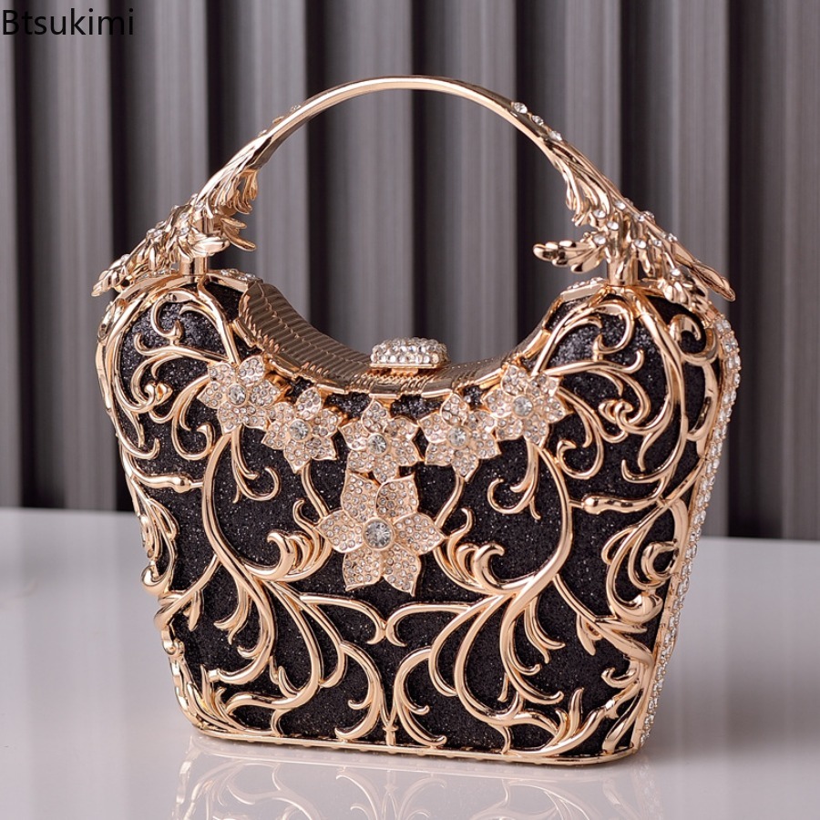 Leatherwork Wallet - Hollow Out Metal Evening Bags Women's