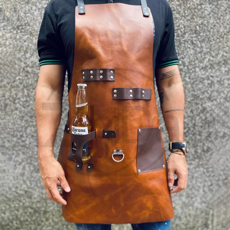 Leatherwork Apron - Multi-function Bottle Holder Leather Work Apron