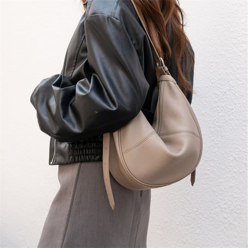 Leatherwork Wallet - BURMINSA Soft Genuine Leather Crescent Hobo