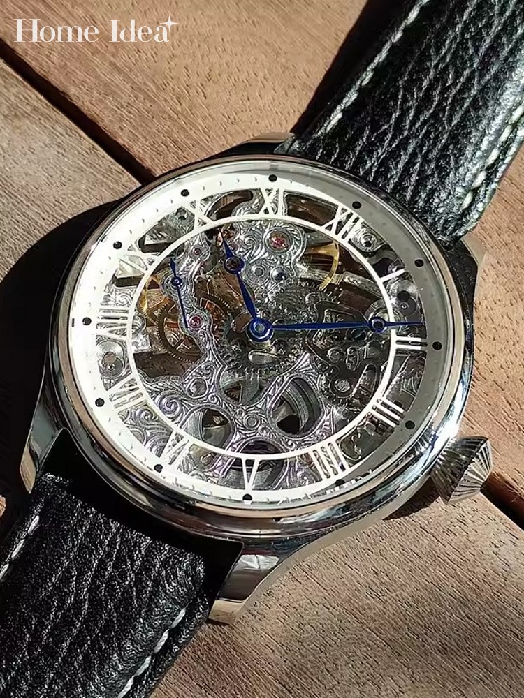 Leatherwork Ideas - Fashion Mens Mechanical Hand Wind Hollow