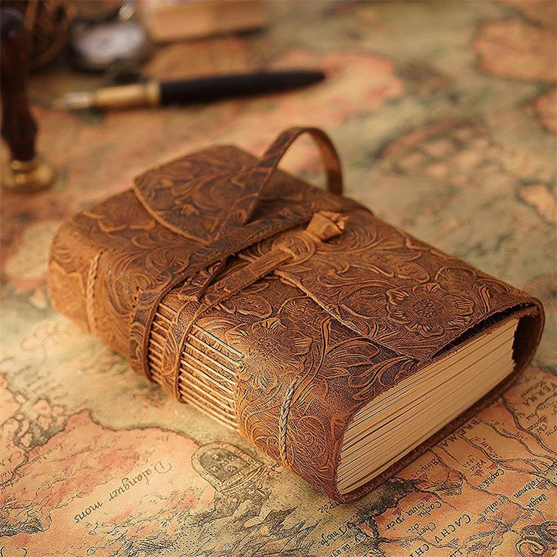 Leather Work Notebook - Handmade Leather Notebook Brown Journal Thick