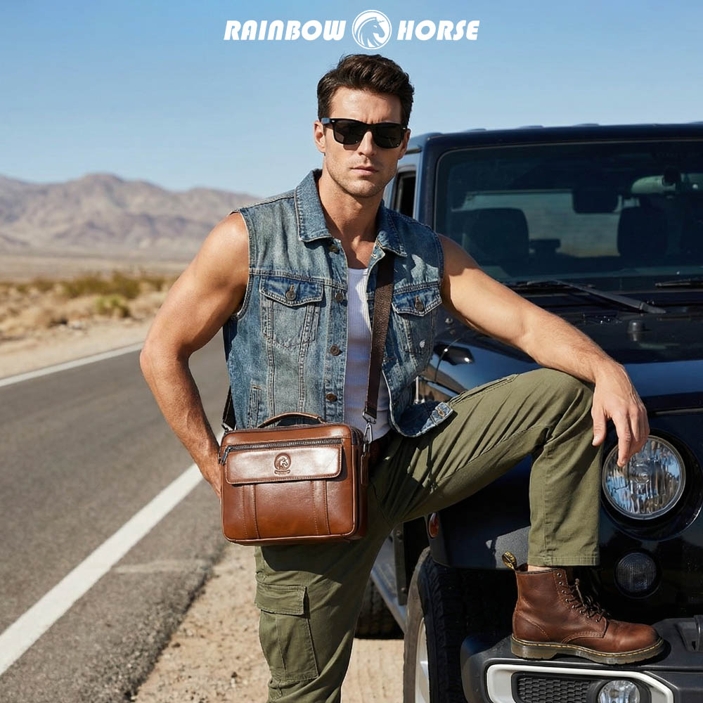 New men's mini crossbody bag,  - огляд і ціна Leatherwork Thread