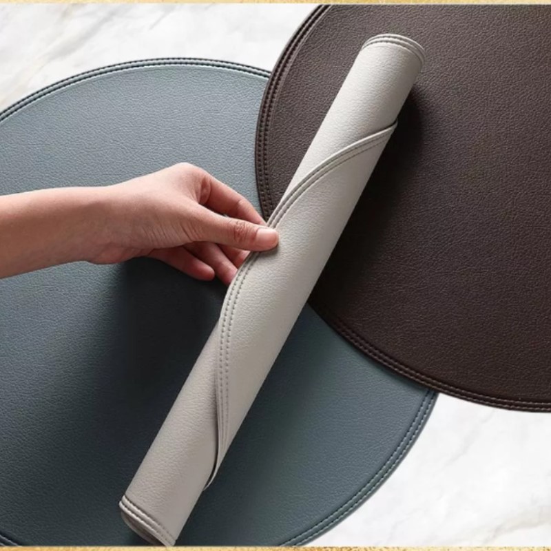 1/6/10PCS Black Round Placemat - огляд і ціна Leatherwork Desk